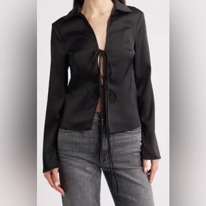 Wild Fable Black Satin Blouse